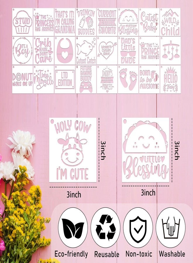 AFRITEE Baby Shower Onesie Stencils for Painting - 65 Pcs Small Baby Shower Reusable Stencils for Painting for Canvas Decoration, Cute Panda Cow Cat Painting Templates DIY Home Walls Fabric Decorations - Image 4
